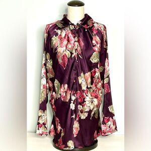 Van Laack Magenta Floral Print Silk Blouse size 36 / Small